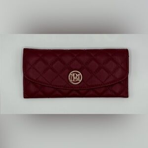 New Badgley Mischka Wine Quilted Card Wallet